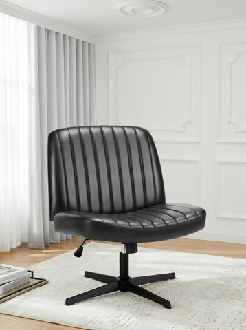 [World Cup 2026]Cross-Legged Chair No Wheels Armless Swivel Home Office Chair