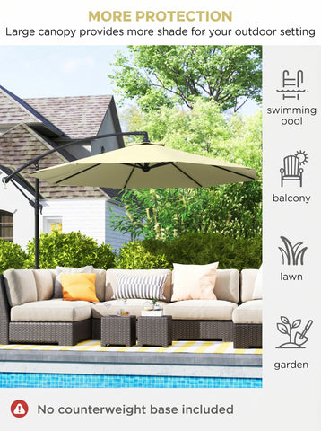 10' Cantilever Tilt Offset Patio Umbrella w/ UV & Water Safe Material & Cross Base (Weight Not Included)