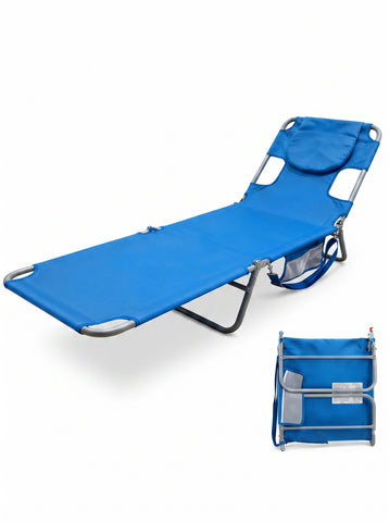 Foldable and adjustable lounge chair, portable beach chair, equipped with backpack straps and side pockets