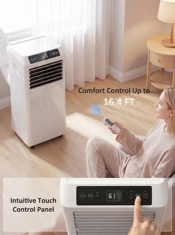 10000 BTU Mobile Portable Air Conditioner with Cooling, Dehumidifier and Ventilating, 2 Speed Fans, 24-Hour Timer