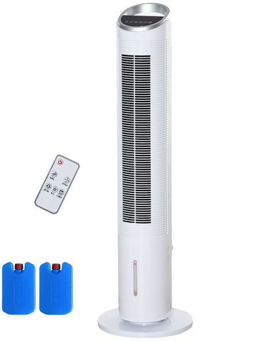 [World Cup 2026]40" Portable Oscillating Air Cooler Fan 3 In 1 Standing Ice Floor Fan with Humidifier Remote White