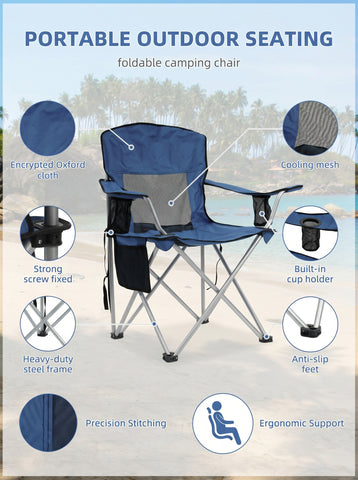 [World Cup 2026]Camping Chair Portable Folding Outdoor Chair With Armrests Cup Holder And Carrying Bag Foldable Chair For Camping Beach And More