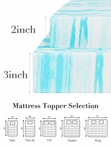 [World Cup 2026]Memory Foam Cooling Gel Swirl Infused Bed Topper for Back Pain