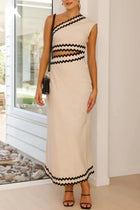 Cutout Contrast Trim Single Shoulder Dress