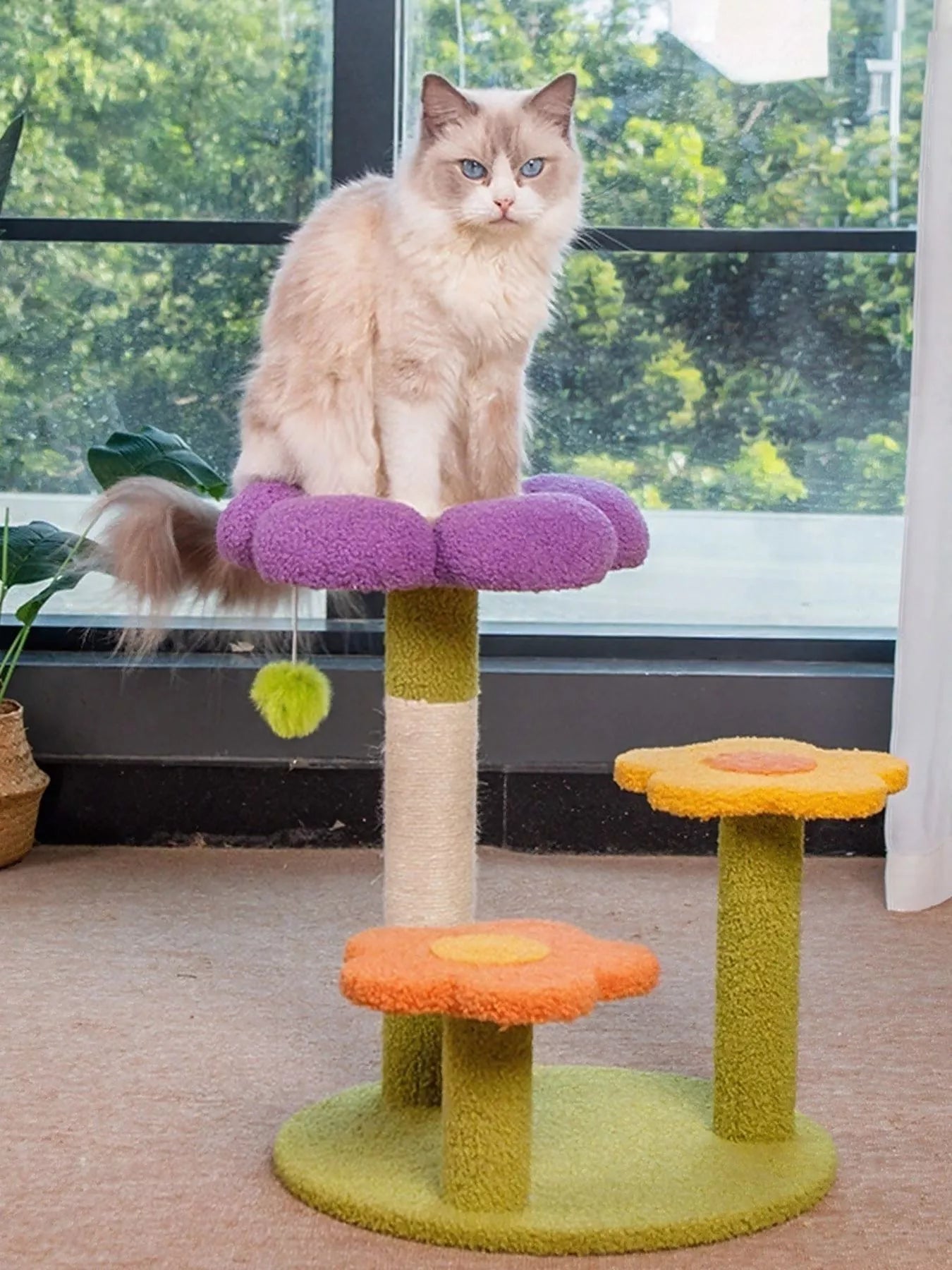 Flower Design Cat Tree with Scratching Post – MUSETOPIA