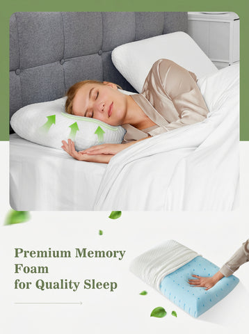 Memory foam pillow, detachable washable pillowcase, odorless, ergonomic pillow, full sleeping position, cervical support pillow