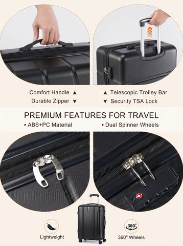 [World Cup 2026]20-28 Inch Luggage Expandable Hardside Suitcase With Spinner Wheels Hard Shell Abs Durable Lightweight Travel Luggage With Tsa Lock