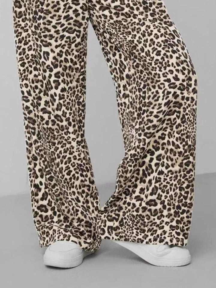 Leopard Print Wide Leg Pants
