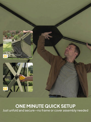 10 x 11 ft Pop Up Gazebo Screen Tent, Portable Instant Camping Canopy Screen House with Nettings, Carry Bag