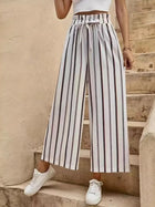 Tied Striped Wide Leg Pants