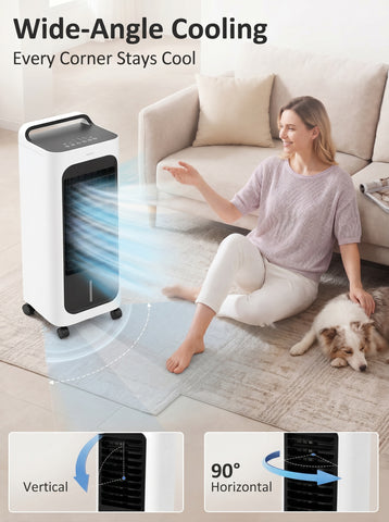 Room Air Cooler with Ice Packs, Ice Cooling Fan Water Humidifier Unit with Remote, Timer, Oscillating