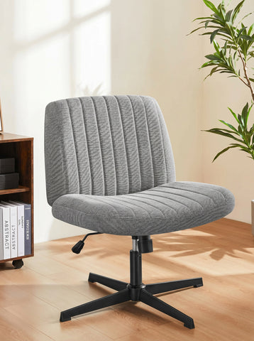 [World Cup 2026]Cross-Legged Chair No Wheels Armless Swivel Home Office Chair