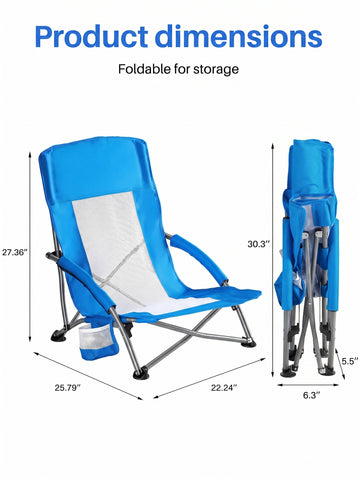 [World Cup 2026]Portable Folding Camping Chair With Storage Pockets And Backpack Mesh-Ventilated Chair Back