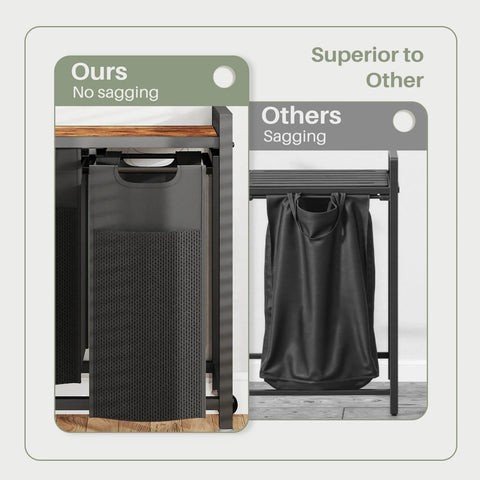 Laundry Hamper with 3 Pull-Out Removable Laundry Bags Clothing Sorter with Shelf and Wheels(Adjustable feet)3 x 8.6 Gallons (32.5 Liters)