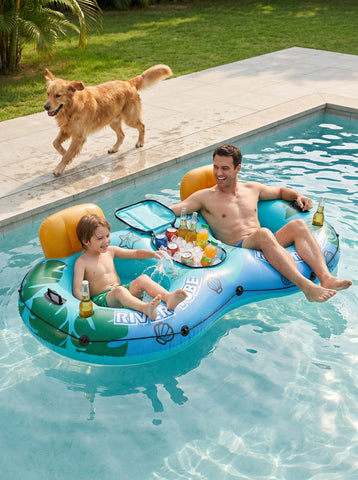[World Cup 2026]2 Inflatable River Floaters Equipped With Detachable Refrigerators And Two Cup Holders Featuring A Supportive Backrest And With Grap Ropes