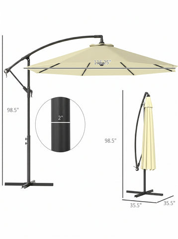 10' Cantilever Tilt Offset Patio Umbrella w/ UV & Water Safe Material & Cross Base (Weight Not Included)