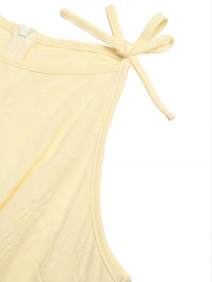 Tie Strap Textured Wide Leg Jumpsuit