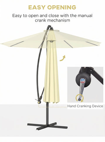 10' Cantilever Tilt Offset Patio Umbrella w/ UV & Water Safe Material & Cross Base (Weight Not Included)