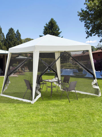 10'x10' Outdoor Party Tent Canopy with Mesh Sidewalls, Patio Gazebo Sun Shade Screen Shelter