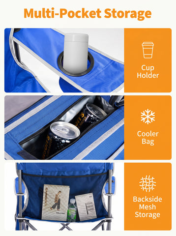 [World Cup 2026]Oversized Camping Folding Chair Heavy Duty Padded Chair With Cup Holder Storage And Cooler Bag 5000 Lbs Steel Frame Portable For Outdoor