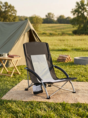 [World Cup 2026]Portable Folding Camping Chair With Storage Pockets And Backpack Mesh-Ventilated Chair Back