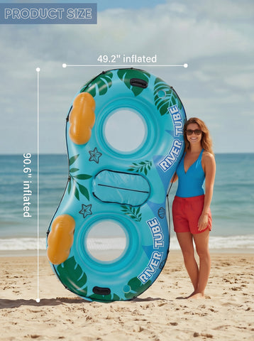 [World Cup 2026]2 Inflatable River Floaters Equipped With Detachable Refrigerators And Two Cup Holders Featuring A Supportive Backrest And With Grap Ropes