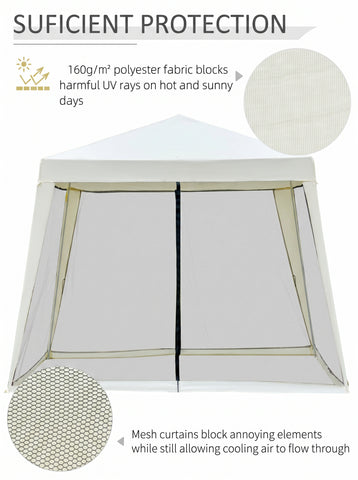 10'x10' Outdoor Party Tent Canopy with Mesh Sidewalls, Patio Gazebo Sun Shade Screen Shelter