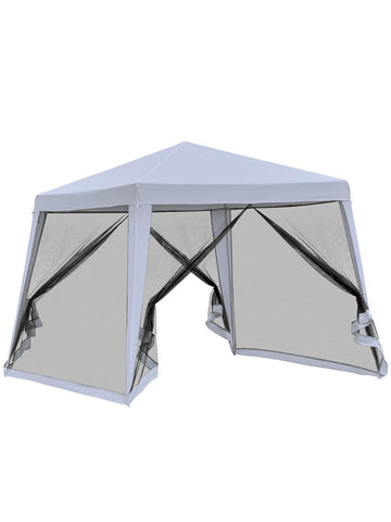 10'x10' Outdoor Party Tent Canopy with Mesh Sidewalls, Patio Gazebo Sun Shade Screen Shelter