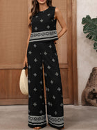 Sleeveless Top and Wide Leg Pants Set