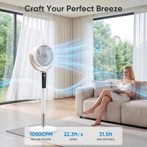 Silent Upright Fan 15-Speed Floor-Standing Fan, With Touch Control And LED Lights