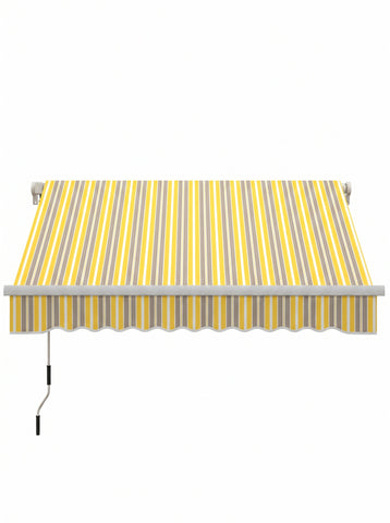 12' x 10' Manual Retractable Awning Outdoor Sunshade Shelter with Adjustable & Versatile Design