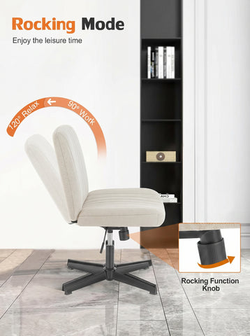 [World Cup 2026]Cross-Legged Chair No Wheels Armless Swivel Home Office Chair