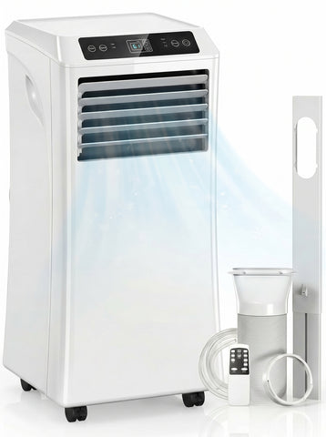 10000 BTU Mobile Portable Air Conditioner with Cooling, Dehumidifier and Ventilating, 2 Speed Fans, 24-Hour Timer