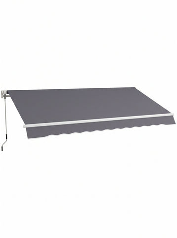 12' x 10' Manual Retractable Awning Outdoor Sunshade Shelter with Adjustable & Versatile Design