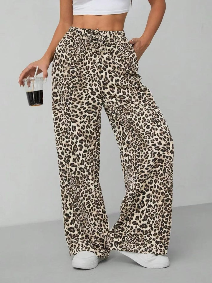 Leopard Print Wide Leg Pants