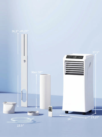 10000 BTU Mobile Portable Air Conditioner with Cooling, Dehumidifier and Ventilating, 2 Speed Fans, 24-Hour Timer
