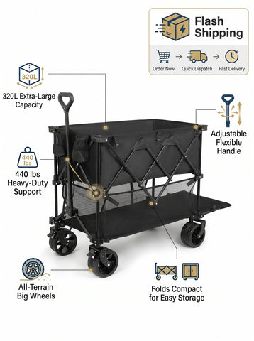 Double-decker truck with brakes, 440-pound large-capacity truck trolley folding truck