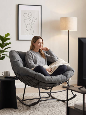 [World Cup 2026]Recliner An Oversized Egg-Shaped Chair With A Cushion With A Load Capacity Of 450 Pounds A Non-Slip And Quiet Rocking Chair