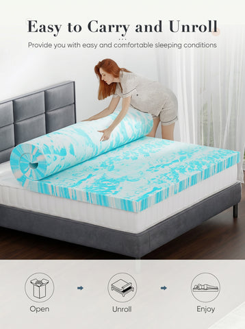 [World Cup 2026]Memory Foam Cooling Gel Swirl Infused Bed Topper for Back Pain