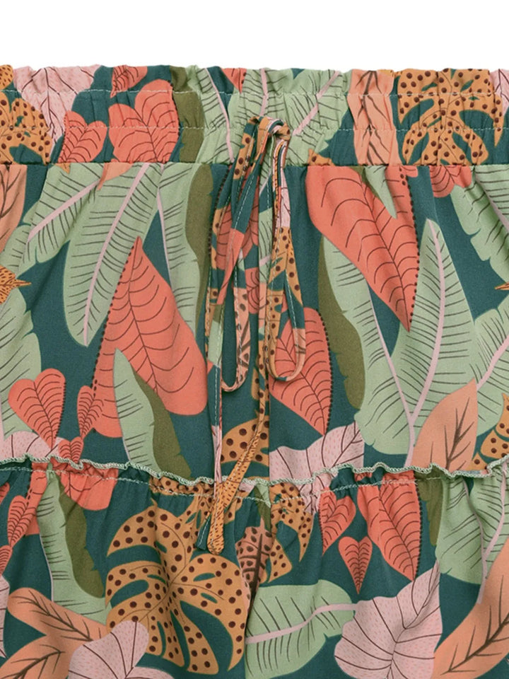 Tropical Print High Waist Shorts