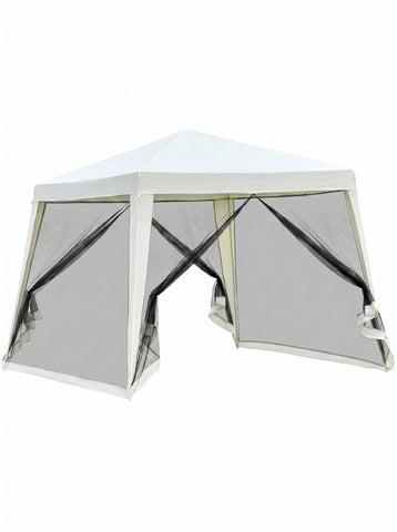 10'x10' Outdoor Party Tent Canopy with Mesh Sidewalls, Patio Gazebo Sun Shade Screen Shelter