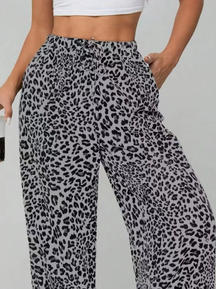 Leopard Print Wide Leg Pants