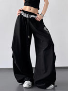 Drawstring Lace Detail Wide Leg Pants