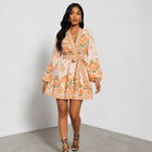 Floral Print Belted Mini Dress