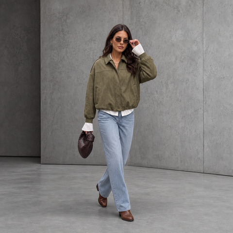 Oversized Faux Leather Bubble Hem Jacket