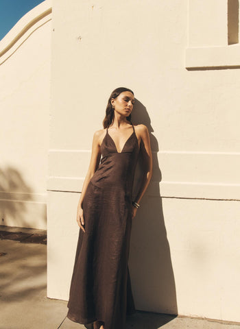 Women's 2025 Summer Dresses Daily Basic Solid Color Sleeveless Halter Neck Vacation Maxi Skinny Fit Dresses