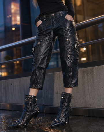 Cropped Cargo Pocket Pants