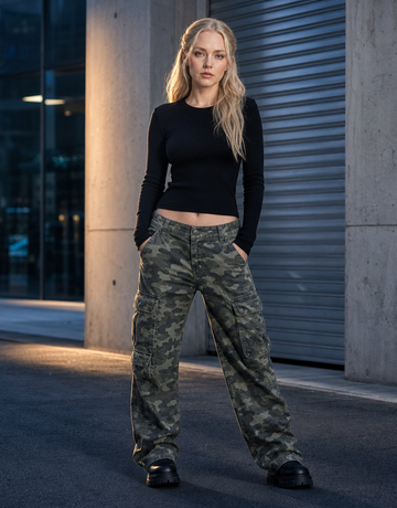 Low Rise Camo Cargo Jeans