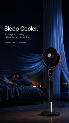 Silent Upright Fan 15-Speed Floor-Standing Fan, With Touch Control And LED Lights