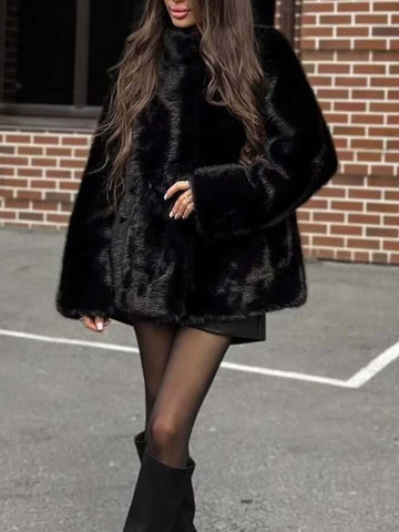 Luxurious Plush Belted Faux Fur Coat